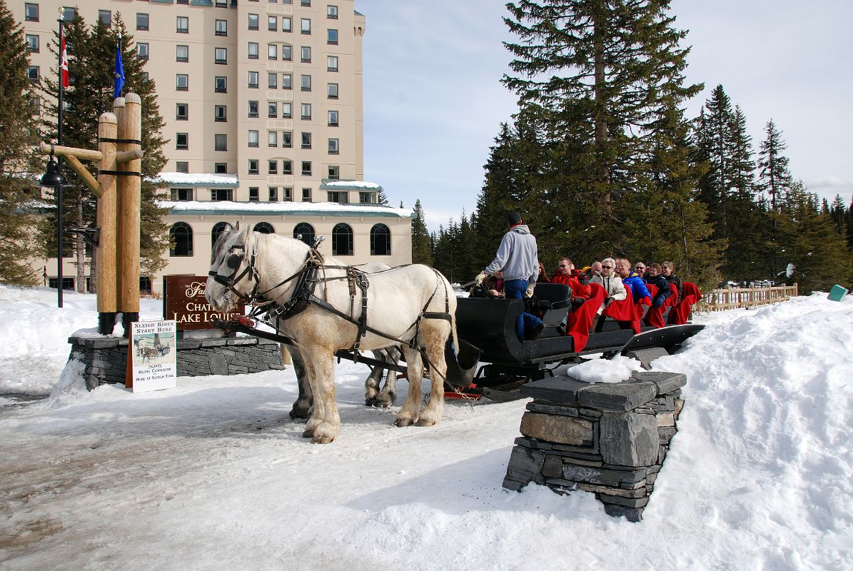 27 Horse Drawn Sleigh With Chateau Lake Louise In Winter